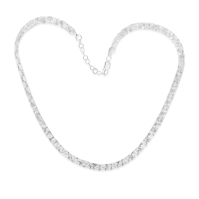 Sterling Silver Patterned 40cm Choker Chain