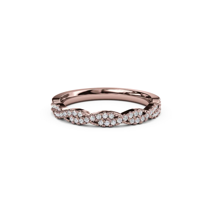 The Studio Collection Rose Gold Prong Set Diamond Crossover Wedding Band