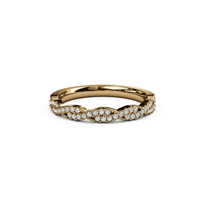 The Studio Collection Yellow Gold Prong Set Diamond Crossover Wedding Band