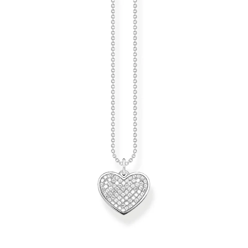 Thomas Sabo Engrav Sterling Silver CZ Heart Disc 40-45cm Chain