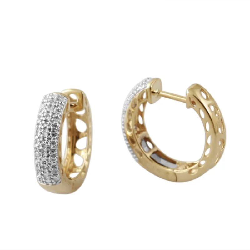 1/10 CTW Diamond Hoop Earrings in 10KT Yellow Gold