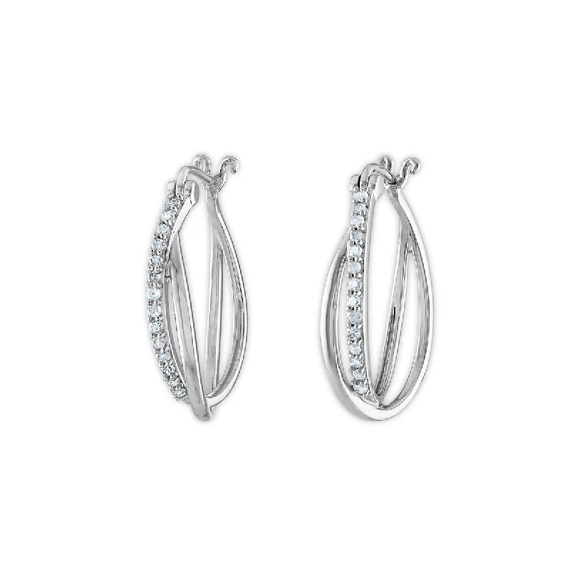 1/4 CTW Diamond Fashion Hoop Earrings in Rhodium Plated Sterling Silver