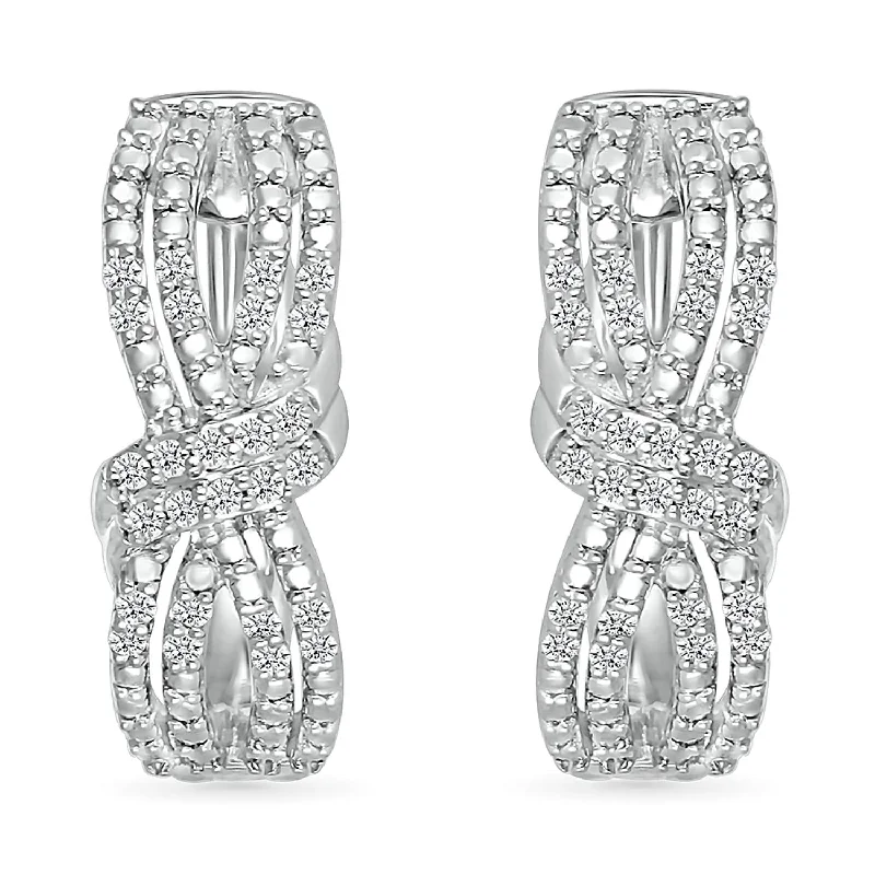 1/5 CTW Diamond Fashion Hoop Earrings in Rhodium Plated Sterling Silver