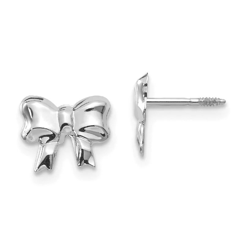 14KT White Gold 8X5MM Stud Bow Earrings