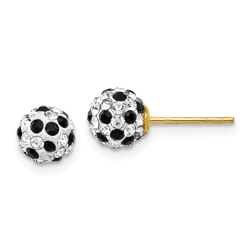 14KT Yellow Gold Crystal 6MM Ball Stud Earrings