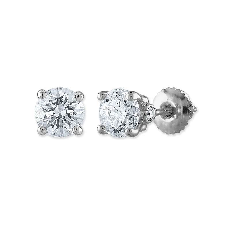 2 CTW Lab Grown Diamond Solitaire Stud Earrings in 14KT White Gold