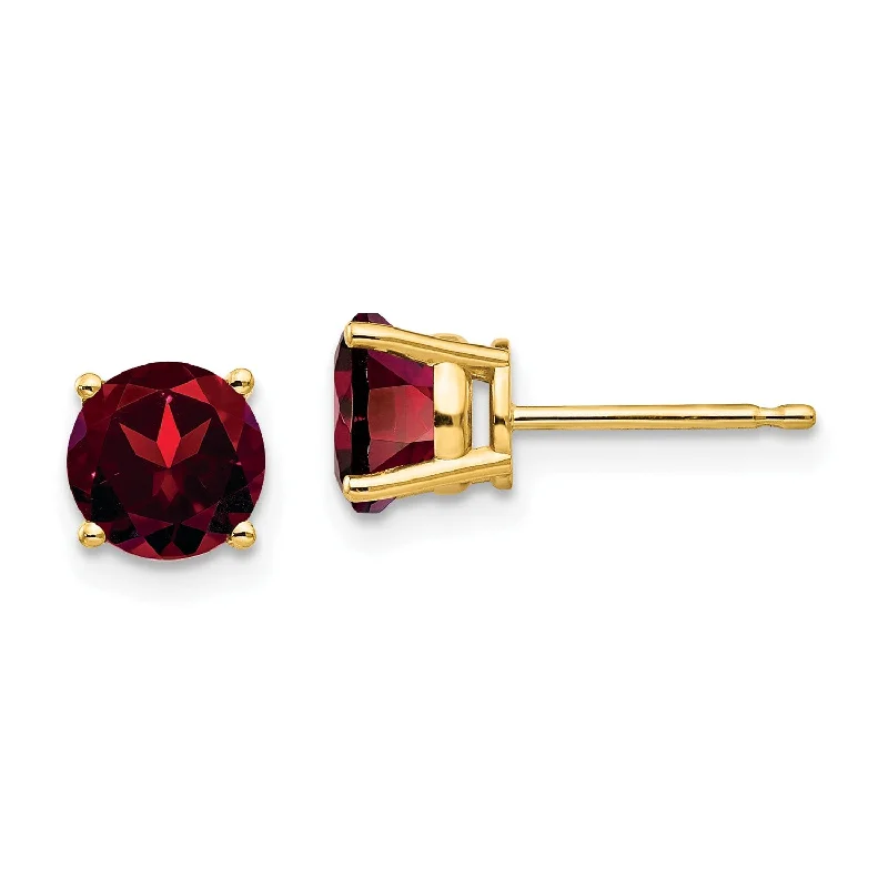 6MM Round Garnet 6MM Stud Earrings in 14KT Yellow Gold