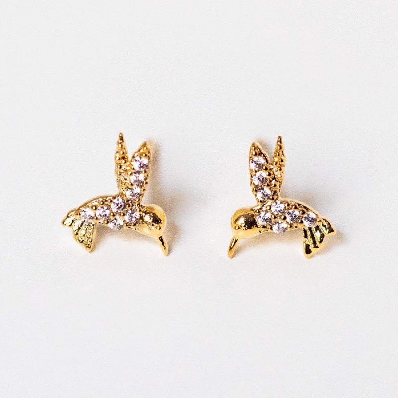 CZ Hummingbird Stud Earrings