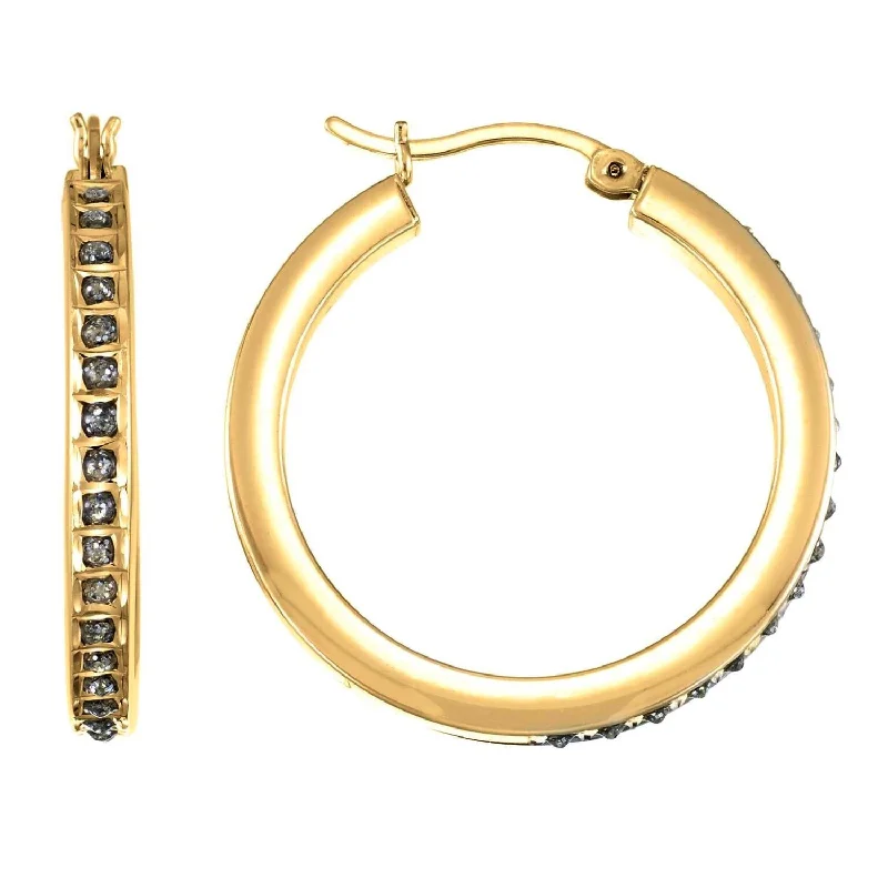 Diamond Fascination 14KT Yellow Gold 15MM Diamond Accent Hoop Earrings