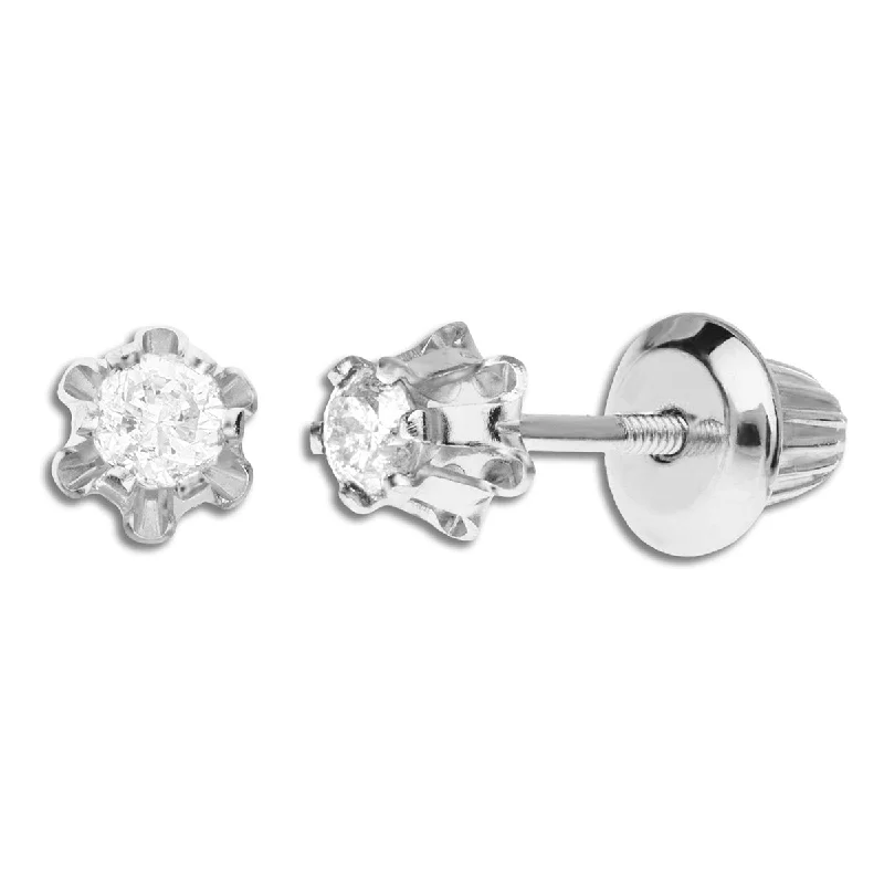 Kiddie Kraft 14KT White Gold 1/7 CTW Round Diamond Childrens Stud Earrings