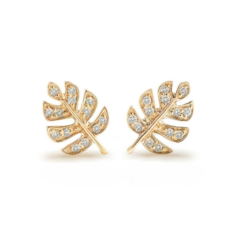 Monstera Pavé Studs