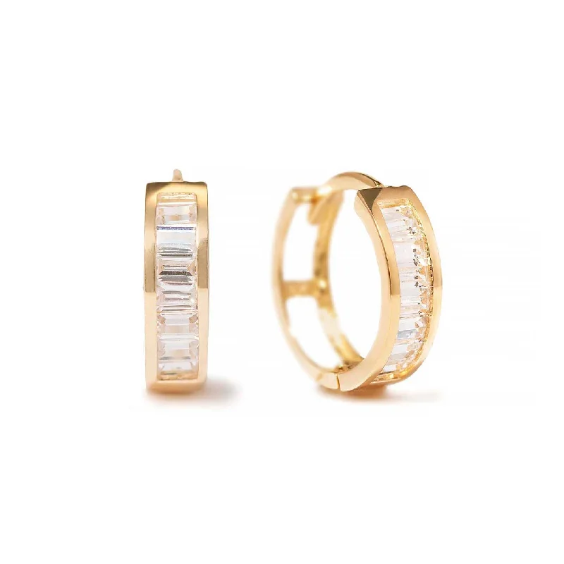 Thick Baguette Huggie Earrings