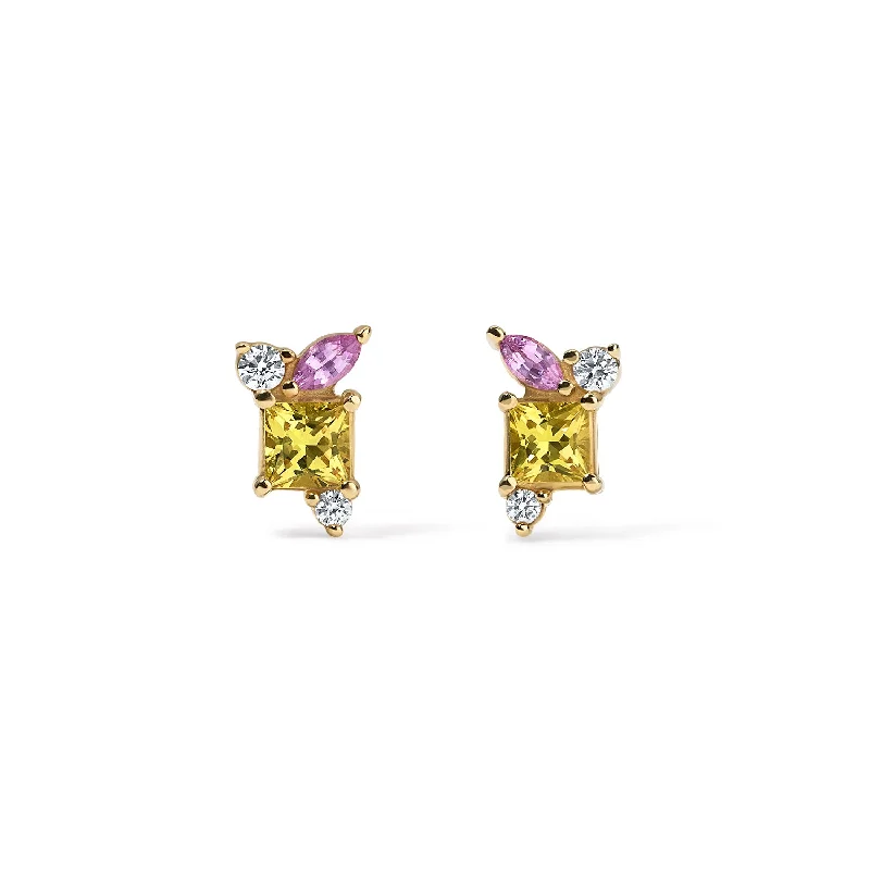 Yellow Sapphire and Diamond Studs