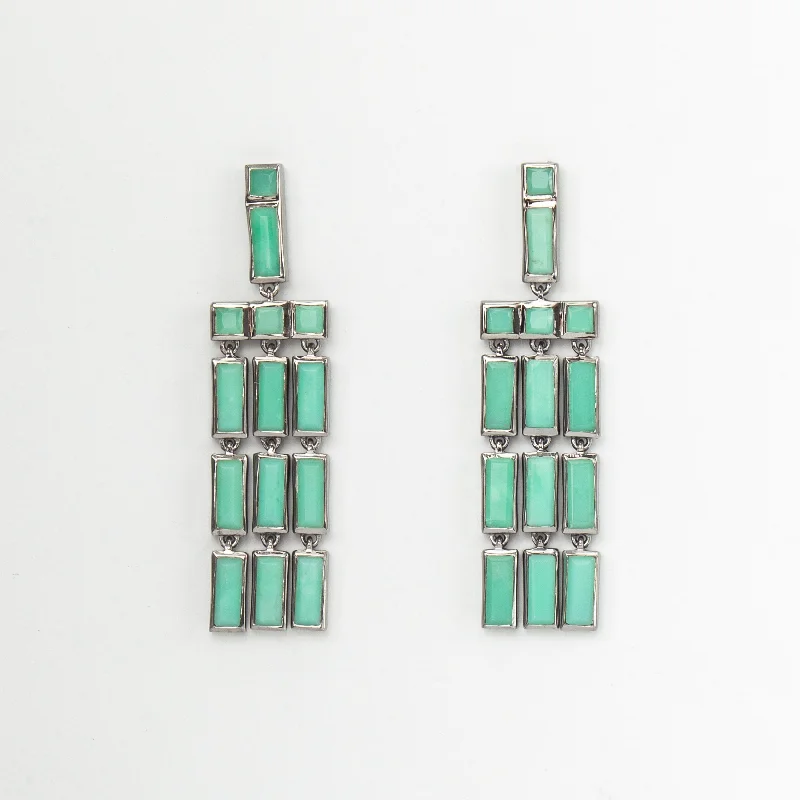 Chrysoprase Paintbrush Fringe Earrings