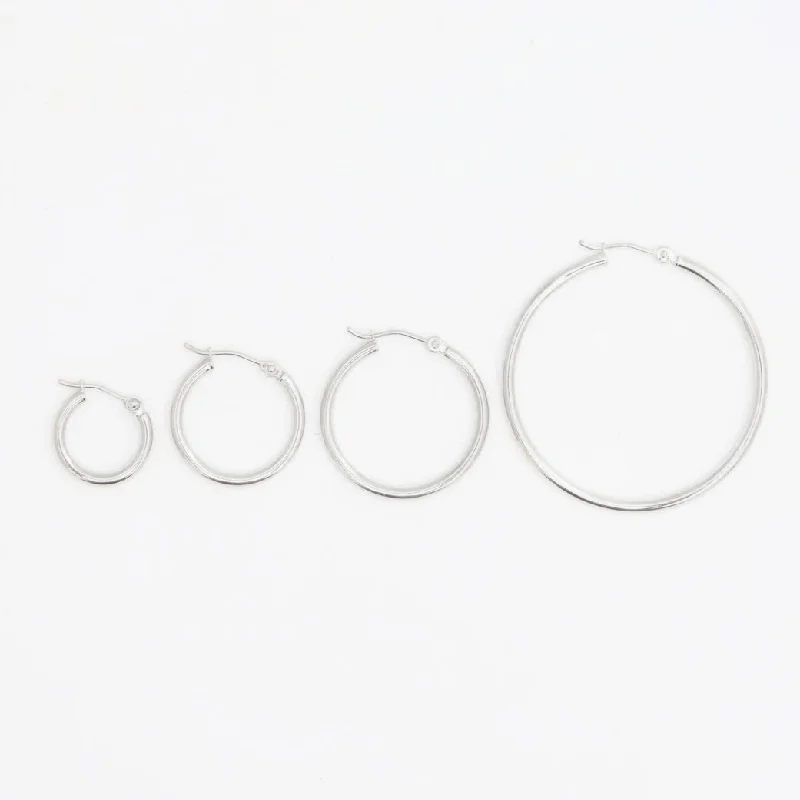 White Gold Hinged Hoop Earrings