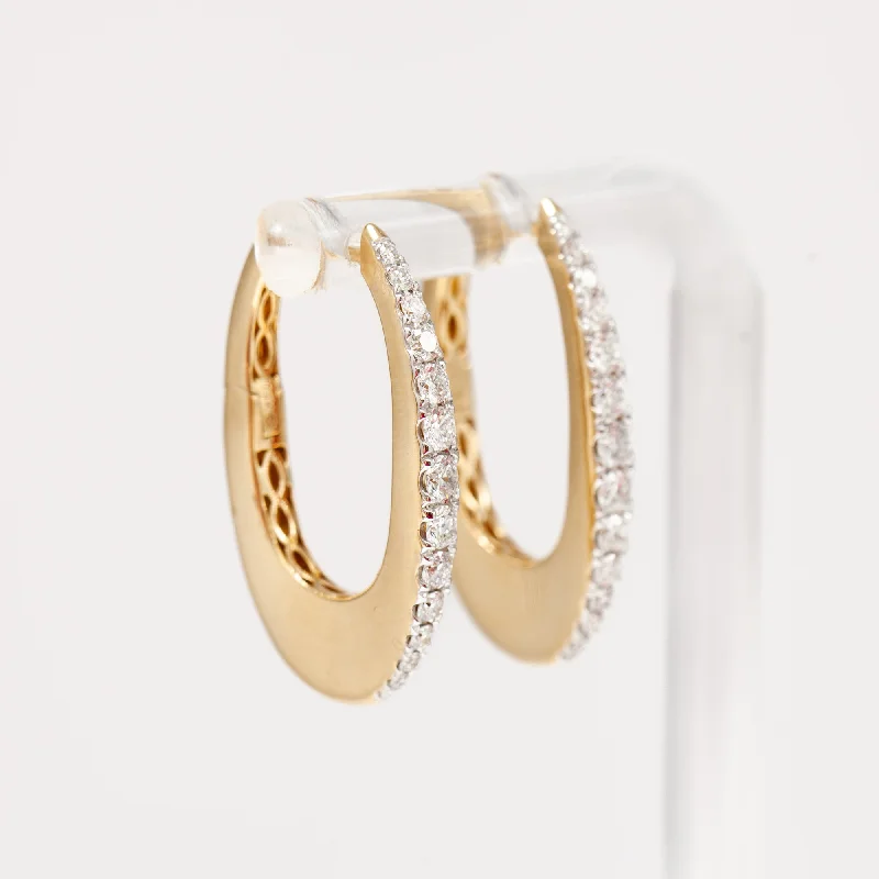 Large Pavé Diamond Ellipse Huggie Hoops