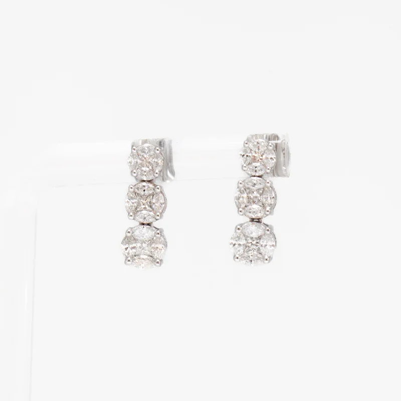 Mosaic Diamond Three-Drop Studs