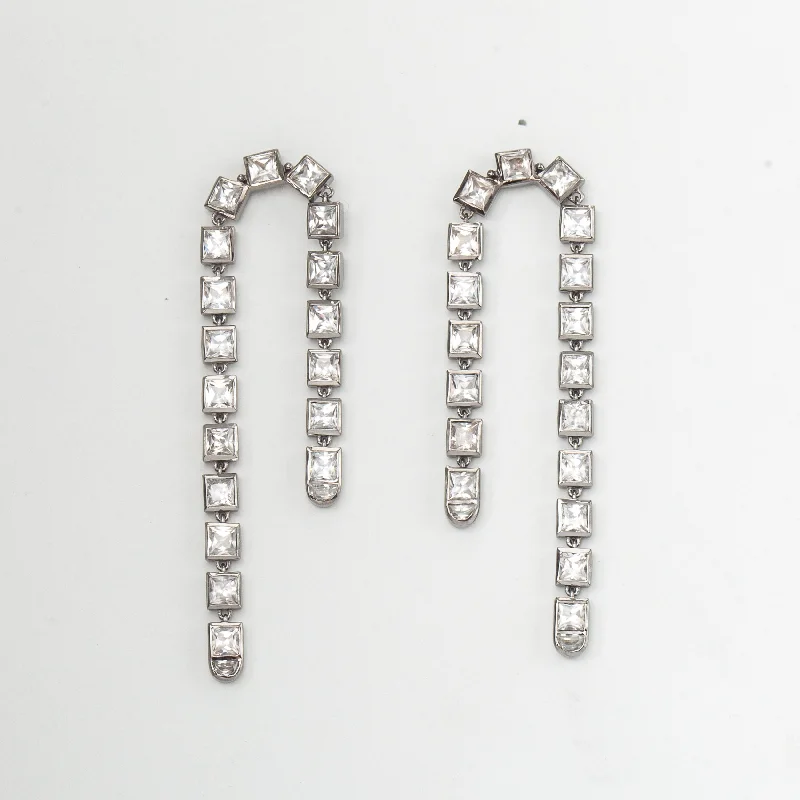 White Zircon Arc Earrings