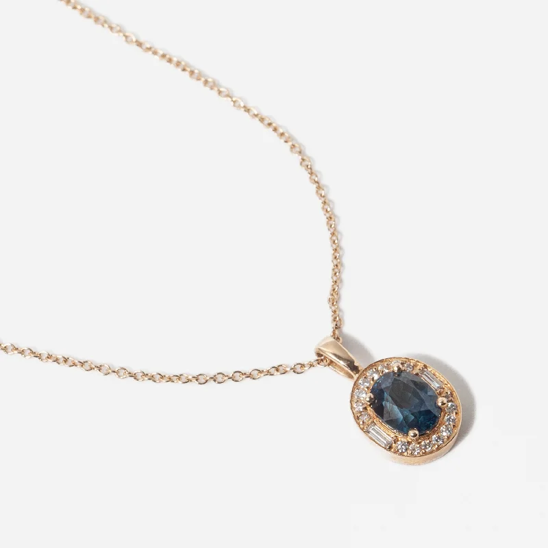 1.13 ct Teal Oval Sapphire Athena Necklace