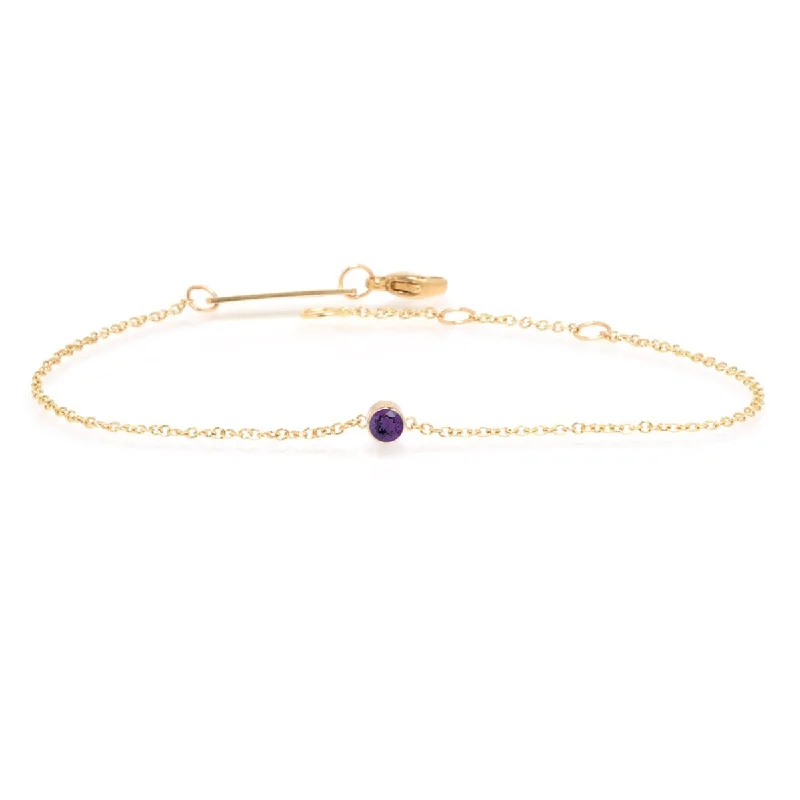 14K Yellow Gold Amethyst Bezel Set Bracelet