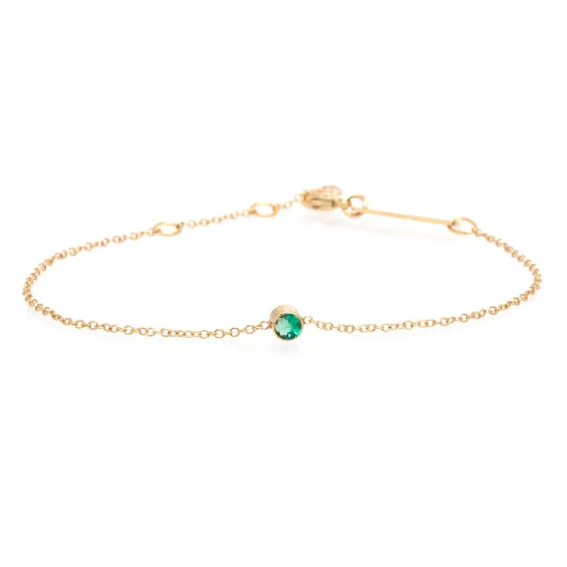 14K Yellow Gold Emerald Bezel Set Bracelet