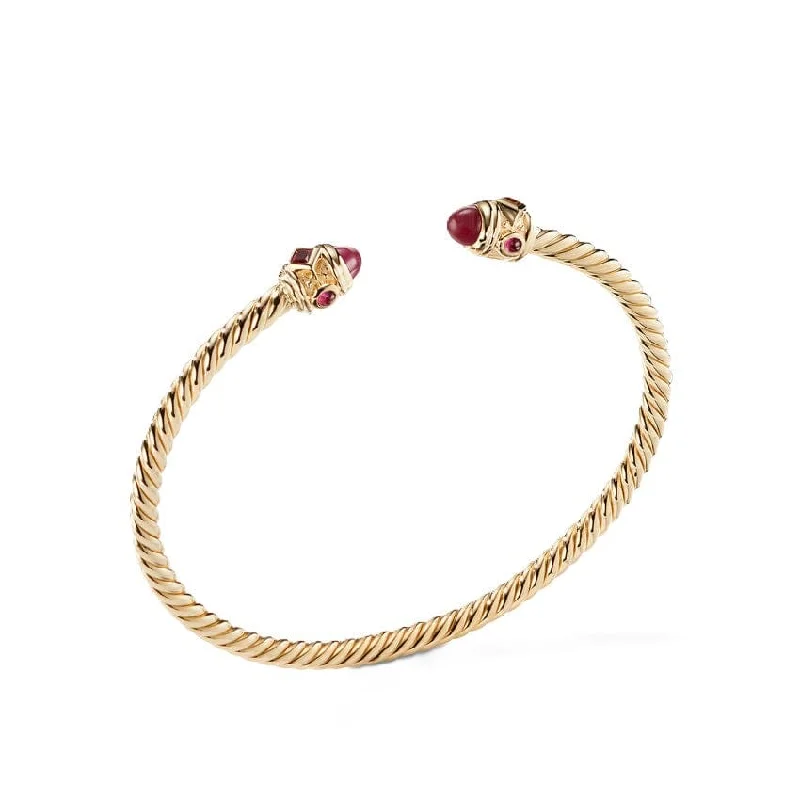 Renaissance Bracelet with Rubies in 18K Gold, 3.5mm