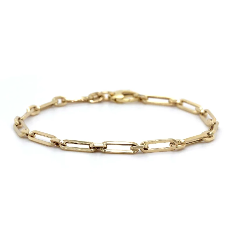 14K Yellow Gold Paperclip Chain Bracelet