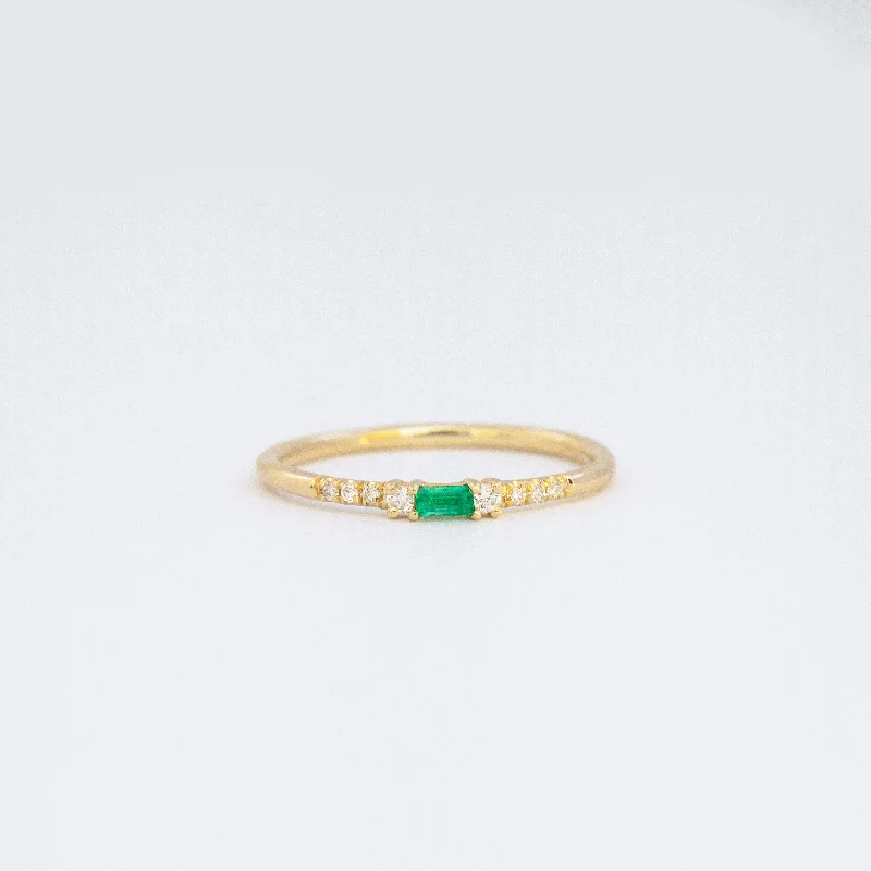 Petite Emerald Baguette Equilibrium Ring