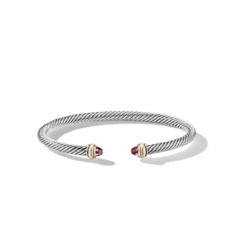 Cable Classic Bracelet with Garnet and 18K Yellow Gold