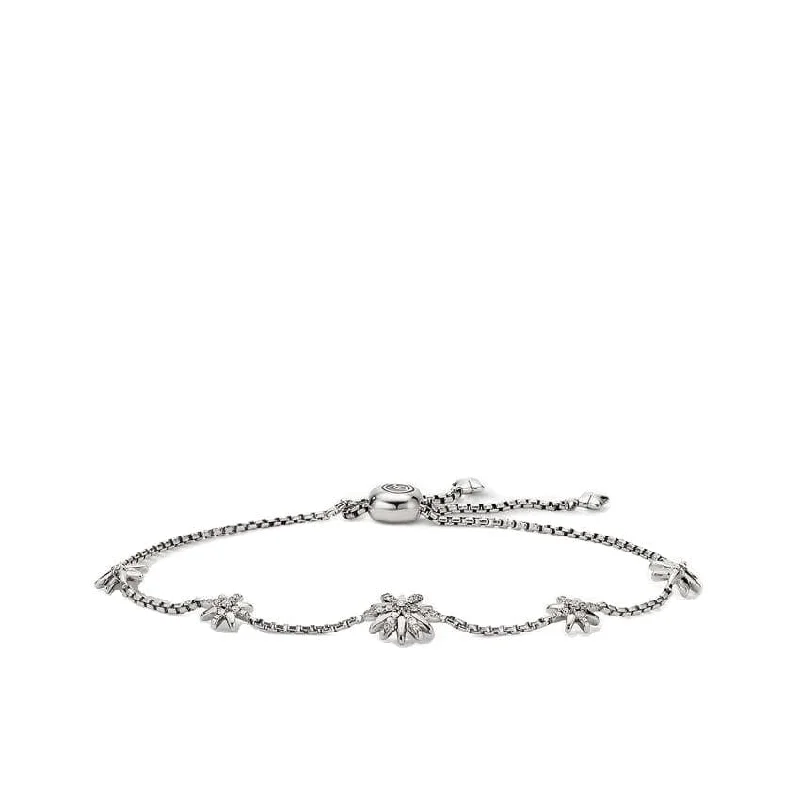 Petite Starburst Station Chain Bracelet with Pavé Diamonds