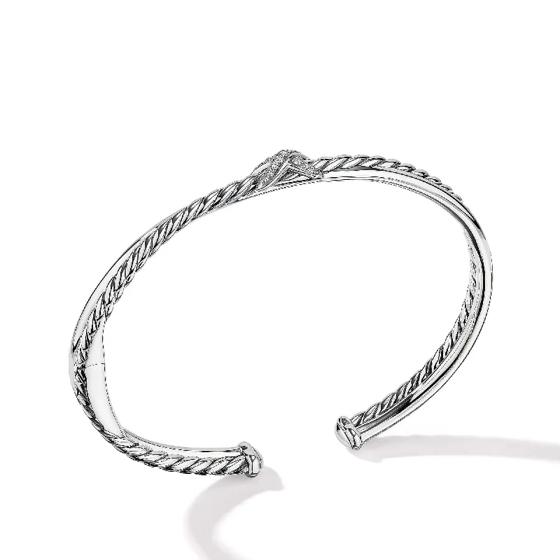 Petite X Center Station Bracelet with Pavé Diamonds