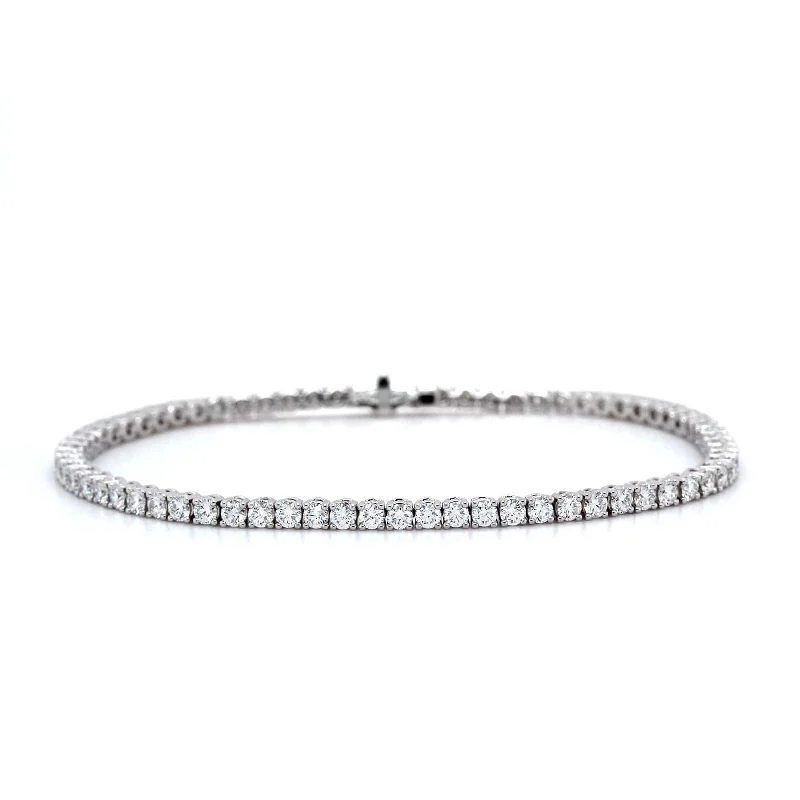 18K White Gold Diamond Line Tennis Bracelet