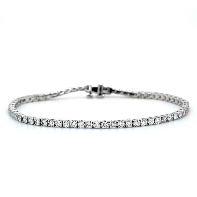 18K White Gold 4 Prong Diamond Tennis Bracelet