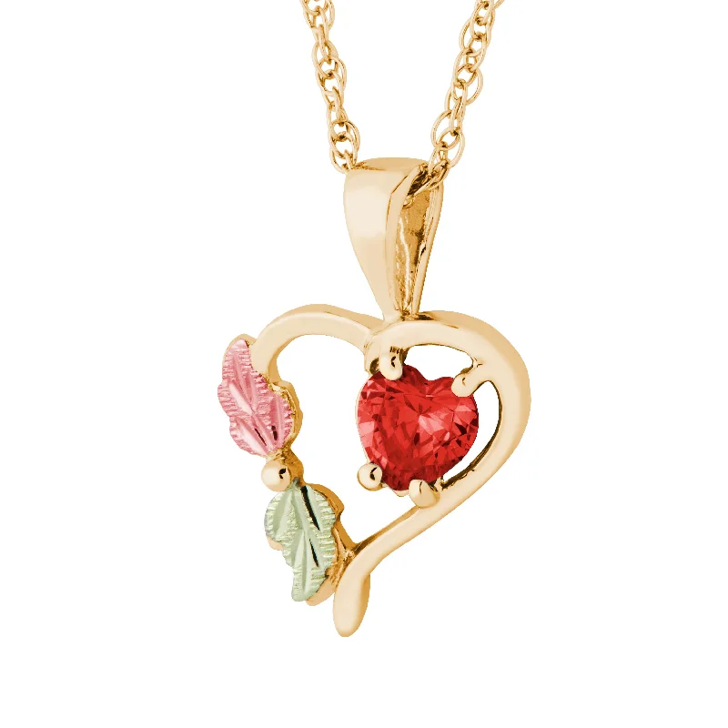 Landstrom's Black Hills Gold January Heart Birthstone Pendant