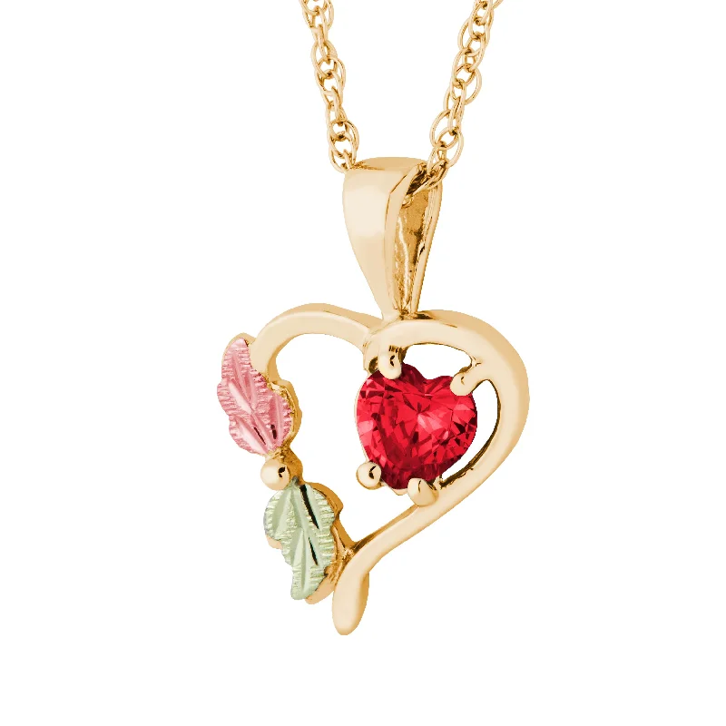 Landstrom's Black Hills Gold July Heart Birthstone Pendant