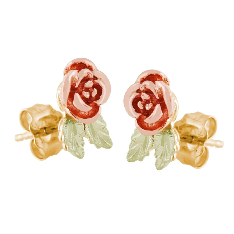 Landstrom's Black Hills Gold Rose Earrings