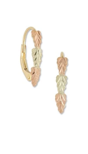 Landstrom's Black Hills Gold Three Leaf Leverback Earrings