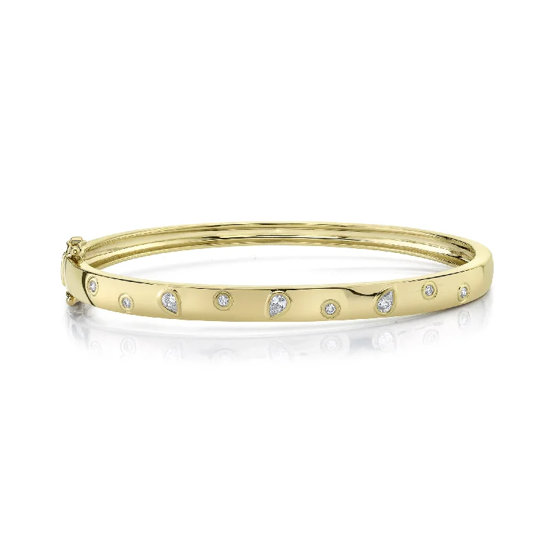 Pear & Round Diamond Bezel Bangle